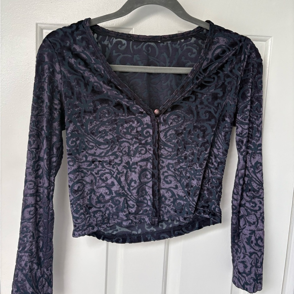 Whimsygoth Mesh and Velvet Vintage Navy Blue Cardigan